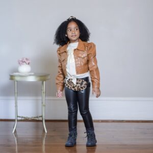 Girls Peanut Butter Vegan Leather Jacket