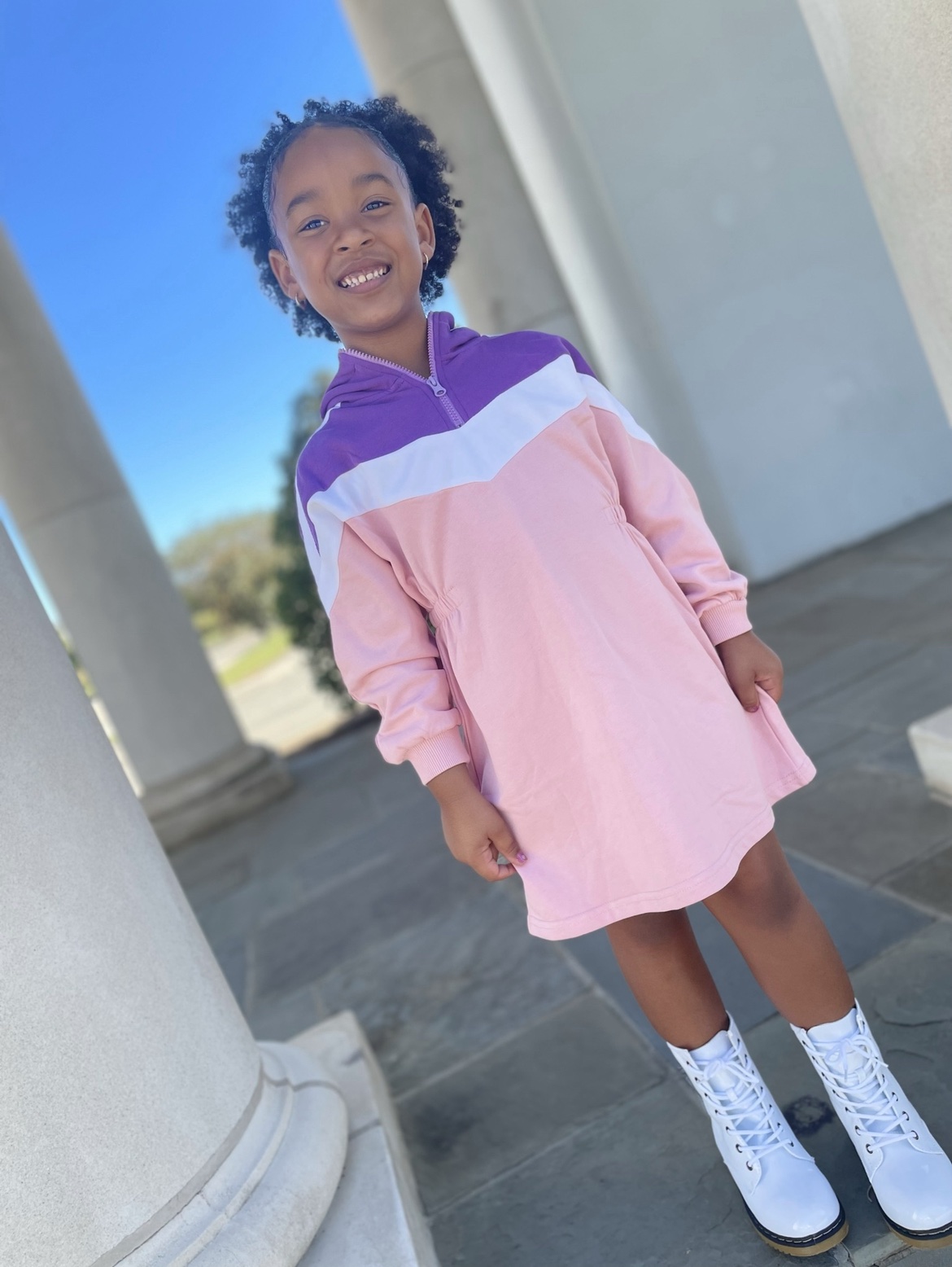 Serena Color-Block Hoodie Sweater Dress